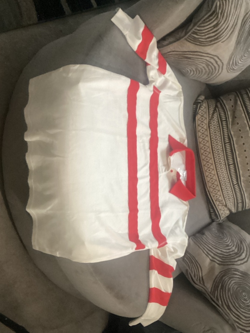 white birch White Tunic with Red Stripe Detail